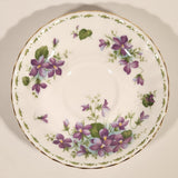Vintage 1970s Royal Albert Flower of the Month Series February Violet Purple Flowers Bone China Tea Cup & Saucer Set