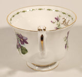 Vintage 1970s Royal Albert Flower of the Month Series February Violet Purple Flowers Bone China Tea Cup & Saucer Set