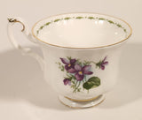 Vintage 1970s Royal Albert Flower of the Month Series February Violet Purple Flowers Bone China Tea Cup & Saucer Set