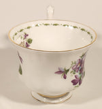 Vintage 1970s Royal Albert Flower of the Month Series February Violet Purple Flowers Bone China Tea Cup & Saucer Set