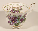 Vintage 1970s Royal Albert Flower of the Month Series February Violet Purple Flowers Bone China Tea Cup & Saucer Set