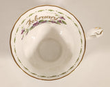 Vintage 1970s Royal Albert Flower of the Month Series February Violet Purple Flowers Bone China Tea Cup & Saucer Set