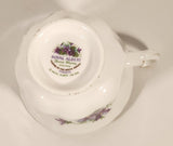 Vintage 1970s Royal Albert Flower of the Month Series February Violet Purple Flowers Bone China Tea Cup & Saucer Set
