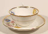 Vintage Royal Albert Crown China Anemone Pink Yellow Blue Flowers Tea Cup & Saucer Set Made in England