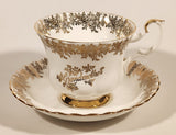 Vintage Royal Albert Bone China England Grandmother Ornate Gold Pattern Tea Cup & Saucer Set