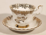 Vintage Royal Albert Bone China England Grandmother Ornate Gold Pattern Tea Cup & Saucer Set