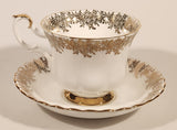 Vintage Royal Albert Bone China England Grandmother Ornate Gold Pattern Tea Cup & Saucer Set