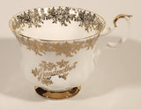 Vintage Royal Albert Bone China England Grandmother Ornate Gold Pattern Tea Cup & Saucer Set
