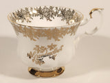 Vintage Royal Albert Bone China England Grandmother Ornate Gold Pattern Tea Cup & Saucer Set