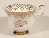 Vintage Royal Albert Bone China England Congratulations Ornate Gold Pattern Tea Cup & Saucer Set