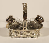 Vintage Silver Plated Zinc Salt and Pepper Shaker Set in Silver Plated Basket