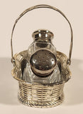 Vintage Silver Plated Zinc Salt and Pepper Shaker Set in Silver Plated Basket