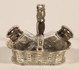 Vintage Silver Plated Zinc Salt and Pepper Shaker Set in Silver Plated Basket