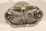 Vintage Silver Plated Zinc Salt and Pepper Shaker Set in Silver Plated Basket