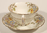 Vintage Delphine China Made in England Pink Yellow Blue Flowers Tea Cup & Saucer Set