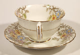 Vintage Delphine China Made in England Pink Yellow Blue Flowers Tea Cup & Saucer Set