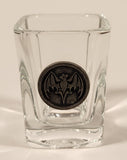 Bacardi Pewter Bat Logo Square 2 1/2" Clear Shot Glass