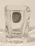 Bacardi Pewter Bat Logo Square 2 1/2" Clear Shot Glass