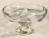 Vintage Walther Glas Original Mikasa Blue Yellow Pink Tulip Pattern Embossed Glass Pedestal Candy Dish Made in Germany