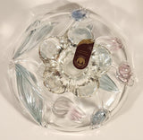 Vintage Walther Glas Original Mikasa Blue Yellow Pink Tulip Pattern Embossed Glass Pedestal Candy Dish Made in Germany