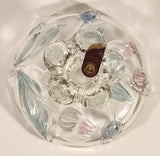 Vintage Walther Glas Original Mikasa Blue Yellow Pink Tulip Pattern Embossed Glass Pedestal Candy Dish Made in Germany