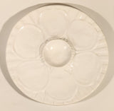 Vintage Calif USA 6/6 Flower Pattern White 10" Ceramic Oyster Serving Platter Plate Dish