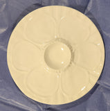 Vintage Calif USA 6/6 Flower Pattern White 10" Ceramic Oyster Serving Platter Plate Dish