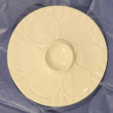 Vintage Calif USA 6/6 Flower Pattern White 10" Ceramic Oyster Serving Platter Plate Dish