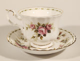 Vintage 1970s Royal Albert Flower of the Month Series June Roses Pink Rose Flowers Bone China Tea Cup & Saucer Set