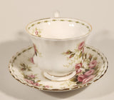 Vintage 1970s Royal Albert Flower of the Month Series June Roses Pink Rose Flowers Bone China Tea Cup & Saucer Set