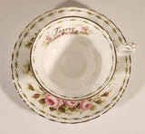 Vintage 1970s Royal Albert Flower of the Month Series June Roses Pink Rose Flowers Bone China Tea Cup & Saucer Set
