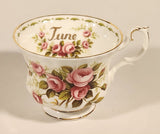 Vintage 1970s Royal Albert Flower of the Month Series June Roses Pink Rose Flowers Bone China Tea Cup & Saucer Set