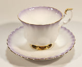 Vintage Royal Albert Bone China England "Rainbow" White with Purple and Gold Trim Tea Cup & Saucer Set