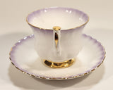 Vintage Royal Albert Bone China England "Rainbow" White with Purple and Gold Trim Tea Cup & Saucer Set