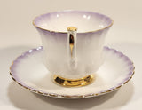 Vintage Royal Albert Bone China England "Rainbow" White with Purple and Gold Trim Tea Cup & Saucer Set