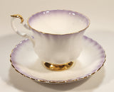 Vintage Royal Albert Bone China England "Rainbow" White with Purple and Gold Trim Tea Cup & Saucer Set