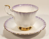 Vintage Royal Albert Bone China England "Rainbow" White with Purple and Gold Trim Tea Cup & Saucer Set