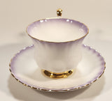 Vintage Royal Albert Bone China England "Rainbow" White with Purple and Gold Trim Tea Cup & Saucer Set