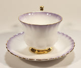 Vintage Royal Albert Bone China England "Rainbow" White with Purple and Gold Trim Tea Cup & Saucer Set