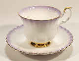 Vintage Royal Albert Bone China England "Rainbow" White with Purple and Gold Trim Tea Cup & Saucer Set