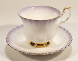 Vintage Royal Albert Bone China England "Rainbow" White with Purple and Gold Trim Tea Cup & Saucer Set