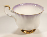 Vintage Royal Albert Bone China England "Rainbow" White with Purple and Gold Trim Tea Cup & Saucer Set