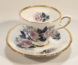 Vintage H M Royal Sutherland Bone China England Pink Roses Flowers Tea Cup & Saucer Set