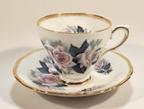 Vintage H M Royal Sutherland Bone China England Pink Roses Flowers Tea Cup & Saucer Set