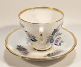 Vintage H M Royal Sutherland Bone China England Pink Roses Flowers Tea Cup & Saucer Set