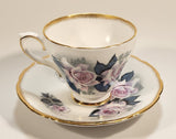 Vintage H M Royal Sutherland Bone China England Pink Roses Flowers Tea Cup & Saucer Set