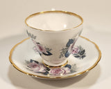 Vintage H M Royal Sutherland Bone China England Pink Roses Flowers Tea Cup & Saucer Set