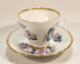 Vintage H M Royal Sutherland Bone China England Pink Roses Flowers Tea Cup & Saucer Set
