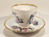 Vintage H M Royal Sutherland Bone China England Pink Roses Flowers Tea Cup & Saucer Set