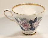 Vintage H M Royal Sutherland Bone China England Pink Roses Flowers Tea Cup & Saucer Set